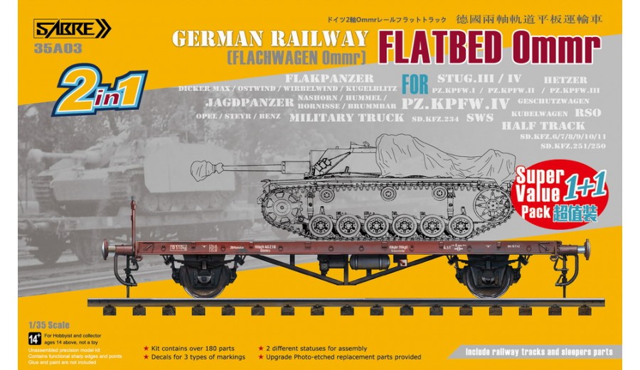 35A03-SVP  техника и вооружение  German Railway Flatbed Ommr - Super Value Pack (1+1)  (1:35)
