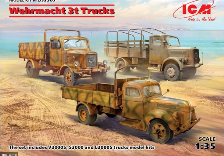 DS3507  техника и вооружение  Wehrmacht 3t Trucks (V3000S, KHD S3000, L3000S)  (1:35)