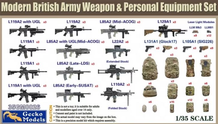 35GM0026  наборы для диорам  Modern British Army Weapon & Equipment Set  (1:35)