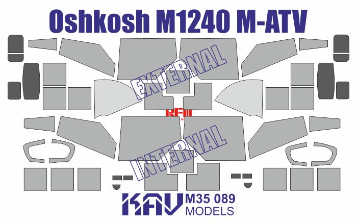 KAV M35 089  инструменты для работы с краской  Маска на остекление М1240 M-ATV (RFM)  (1:35)