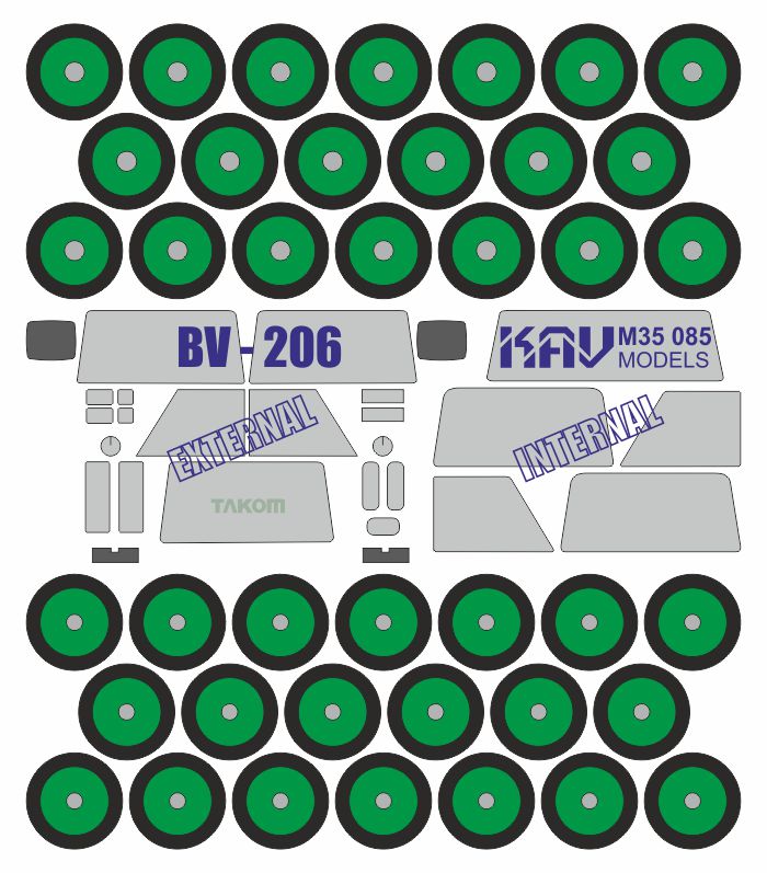 KAV M35 085  инструменты для работы с краской  Маска на Bandvagn BV 206S (Takom)  (1:35)