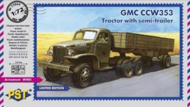 72064  техника и вооружение  GMC CCW 353 Tractor with Semitrailer  (1:72)