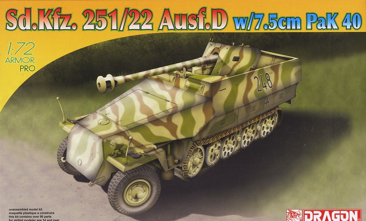 7351  техника и вооружение  Sd.Kfz. 251/22 Ausf. D w/7,5cm Pak 40  (1:72)