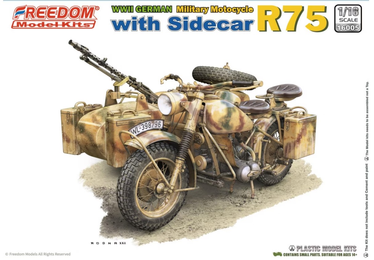 16005  техника и вооружение  R75 with Sidecar  (1:16)