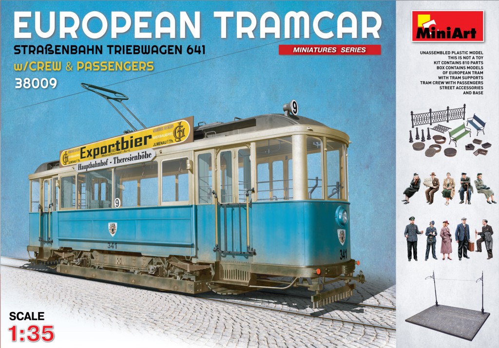 38009  автомобили и мотоциклы  EUROPEAN TRAMCAR w/CREW & PASSENGERS  (1:35)