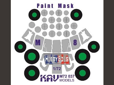 KAV M72 037  инструменты для работы с краской  Окрасочная маска М-8 (Hobby Boss)  (1:72)