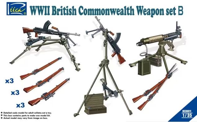 RE30011  наборы для диорам  WW2 British & Commonwealth Weapon Set B  (1:35)