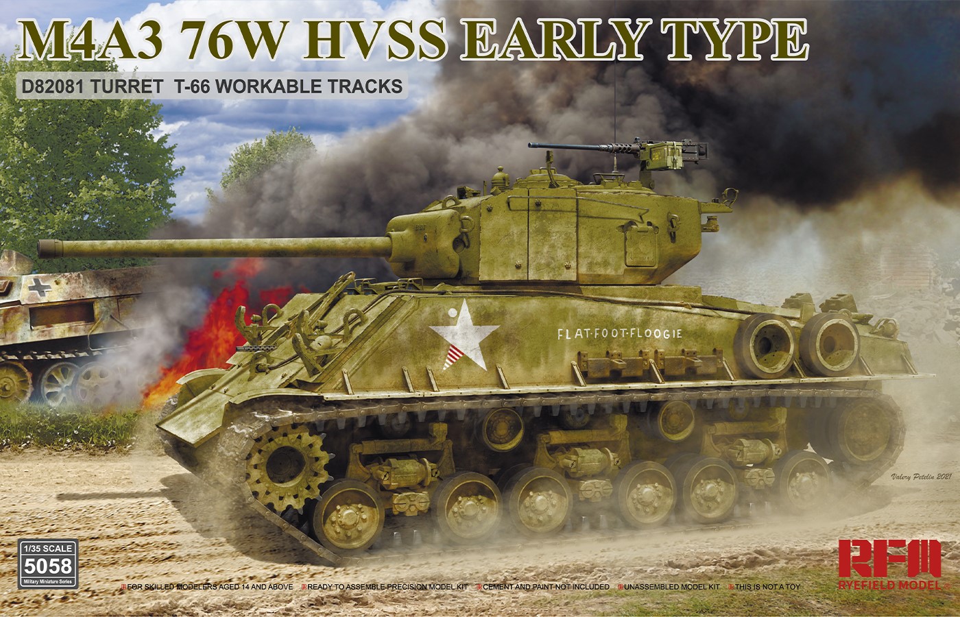 RM-5058  техника и вооружение  M4A3 76(W) Sherman early (HVSS T66 track)  (1:35)