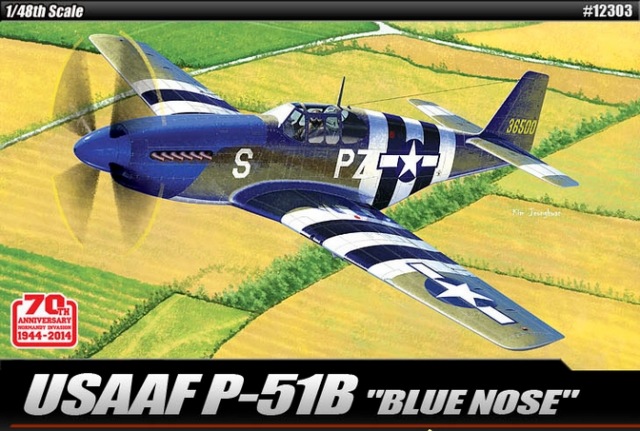 12303  авиация  USAAF P-51B Mustang "Anniv. 70 Normandy invasion 1944" (1:48)