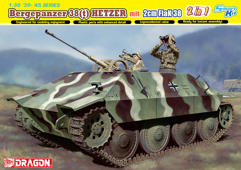 6399  техника и вооружение  САУ Bergepanzer 38(t) HETZER mit 2cm FlaK 38 (1:35)