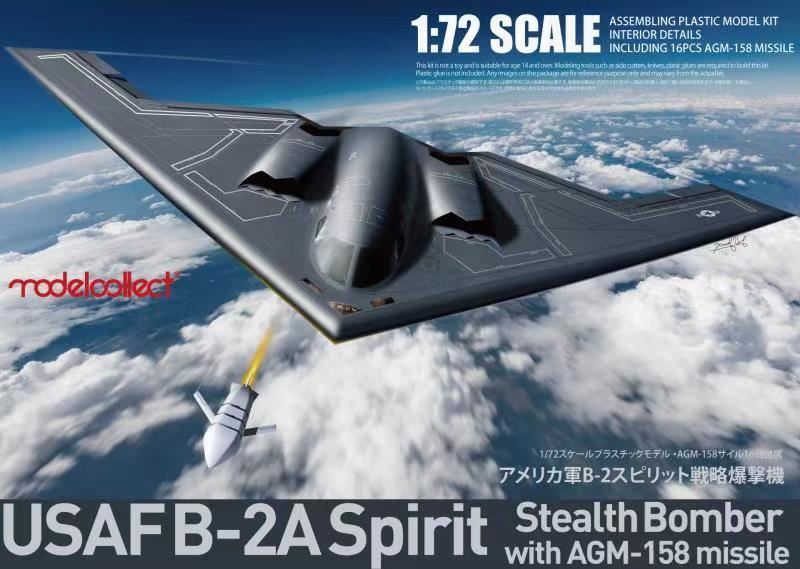 UA72214  авиация  USAF B-2A Spirit Stealth Bomber With AGM-158 Missile  (1:72)