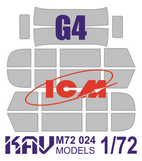 KAV M72 024  инструменты для работы с краской  Окрасочная маска на остекление G4 (ICM)  (1:72)