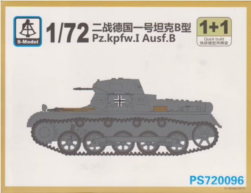 PS720096  техника и вооружение  Pz.kpfw. I Ausf.B 1+1 Quickbuild  (1:72)