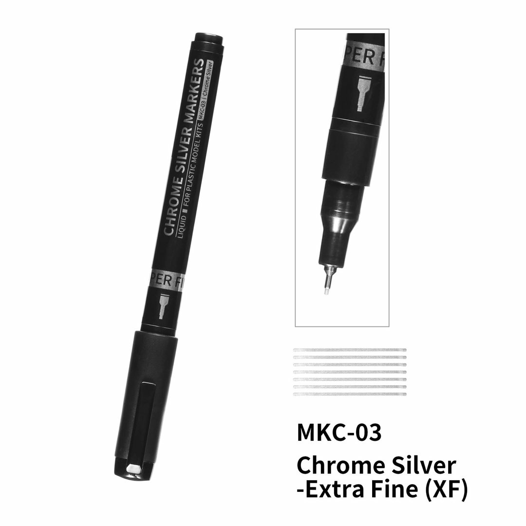 MKC-03  краска  Маркер хром/серебро супертонкий (1мм) Chrome Silver Marker Pen SUPER FINE
