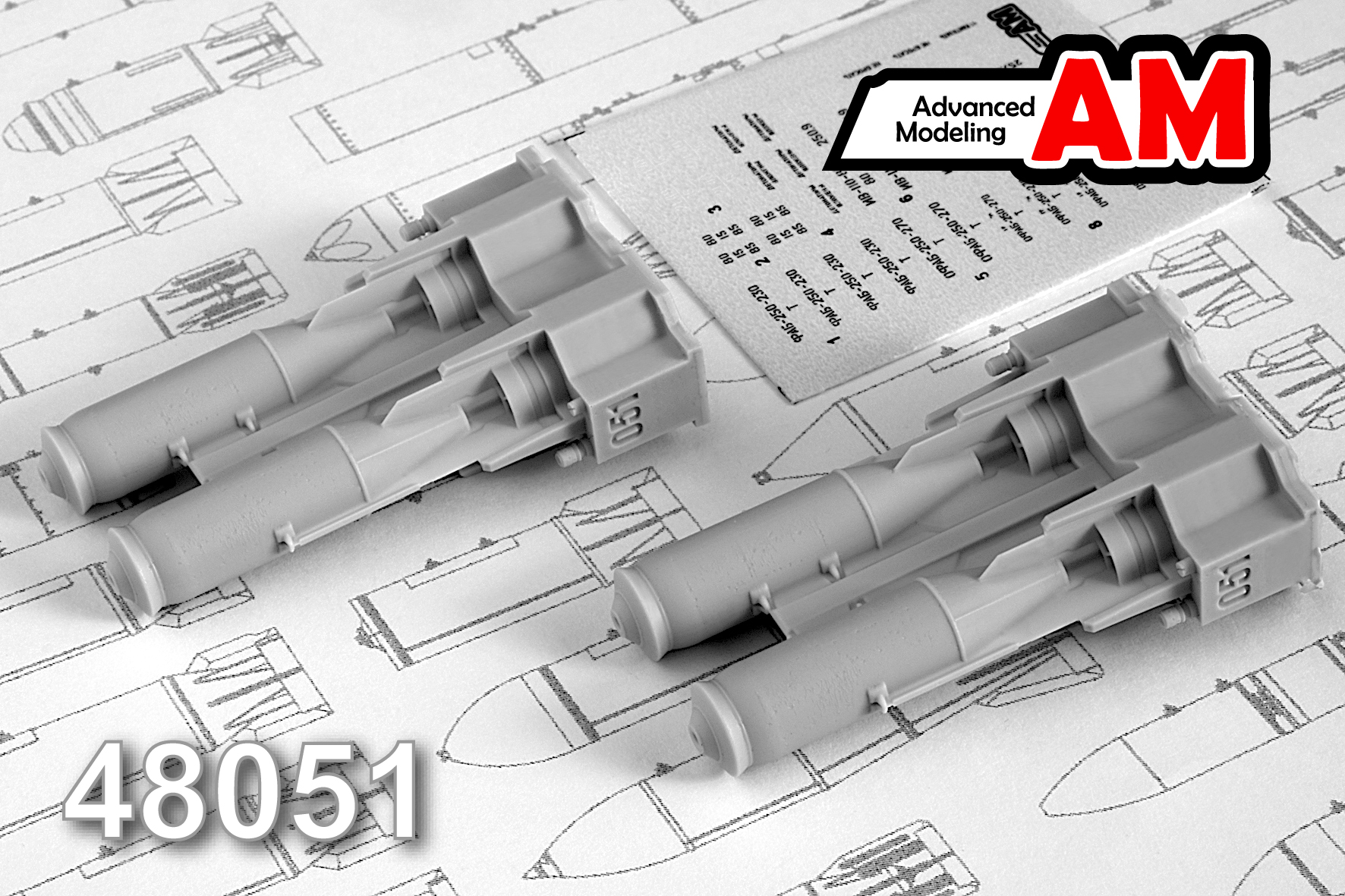 AMC 48051  дополнения из смолы  ОФАБ-250-230 (4шт.)  (1:48)