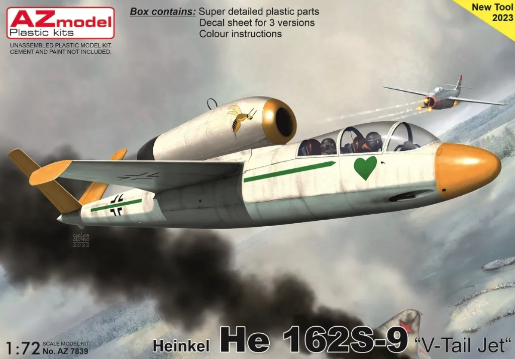 AZ7839  авиация  Heinkel He 162S-9 "V-Tail Jet"  (1:72)