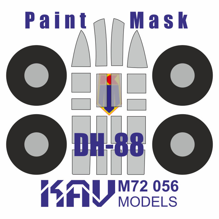 KAV M72 056  инструменты для работы с краской  Окрасочная маска на de Havilland DH-88 (KP)  (1:72)