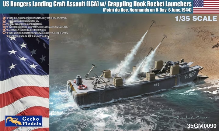 35GM0090  флот  Rangers Landing Craft Assault (LCA) w/Grappling Hook Rocket Launchers  (1:35)