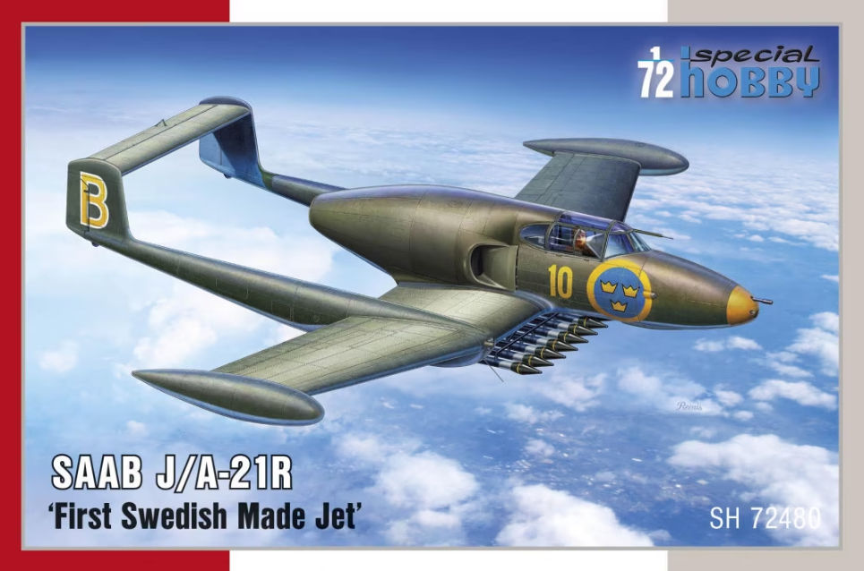 SH72480  авиация  SAAB J/A-21R First Swedish Made Jet  (1:72)