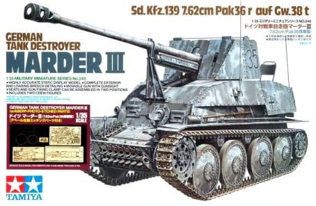 25161  техника и вооружение   САУ  Marder III  Sd.Kfz.139 7.62cm Pak36(r) auf Gw.38(t)  (1:35)