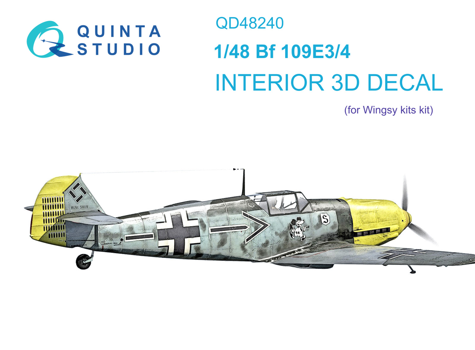 QD48240  декали   3D Декаль интерьера кабины Bf 109E-3:4 (Wingsy kits)  (1:48)