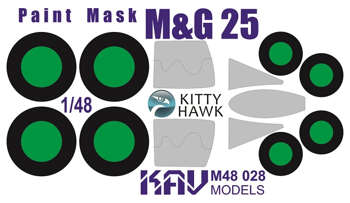 KAV M48 028  инструменты для работы с краской  Окрасочная маска M&Г-25 (Kitty Hawk)  (1:48)
