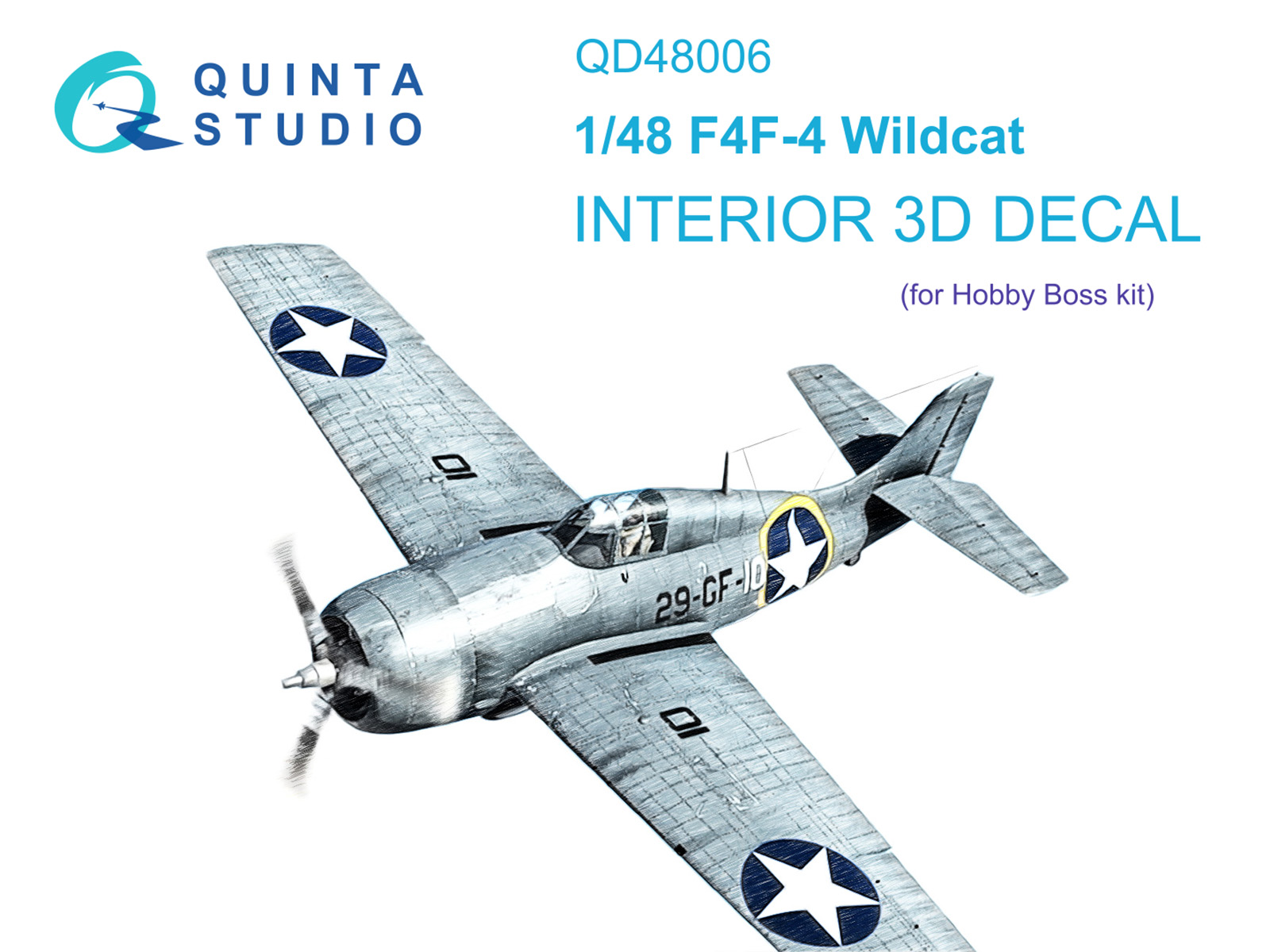 QD48006  декали  3D Декаль интерьера кабины F-4F Wildcat (HobbyBoss)  (1:48)