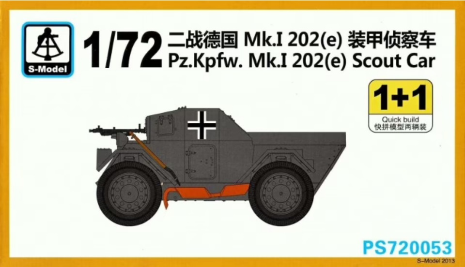 PS720053  техника и вооружение  Pz.Kpfw. Mk.I 202 (e) Scout Car 1+1 Quickbuild  (1:72)