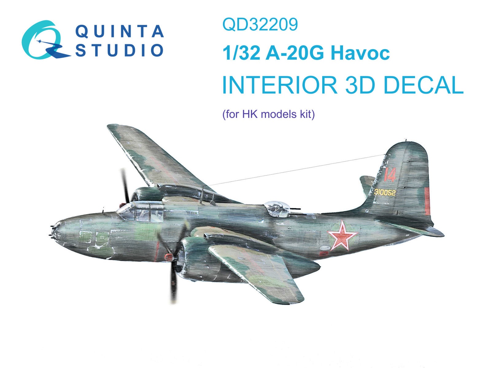 QD32209  декали  3D Декаль интерьера кабины A-20G Havoc(Бостон) (HK Models)  (1:32)