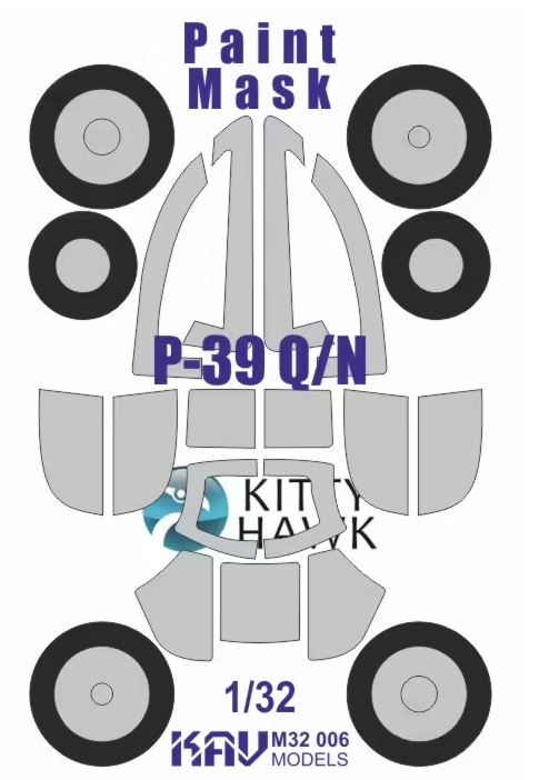 KAV M32 006  инструменты для работы с краской  Окрасочная маска на P-39 Q/N (Kitty Hawk)  (1:32)