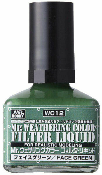 WC12  краска 40мл MR.WEATHERING COLOR WC12 FILTER LIQUID FACE GREEN