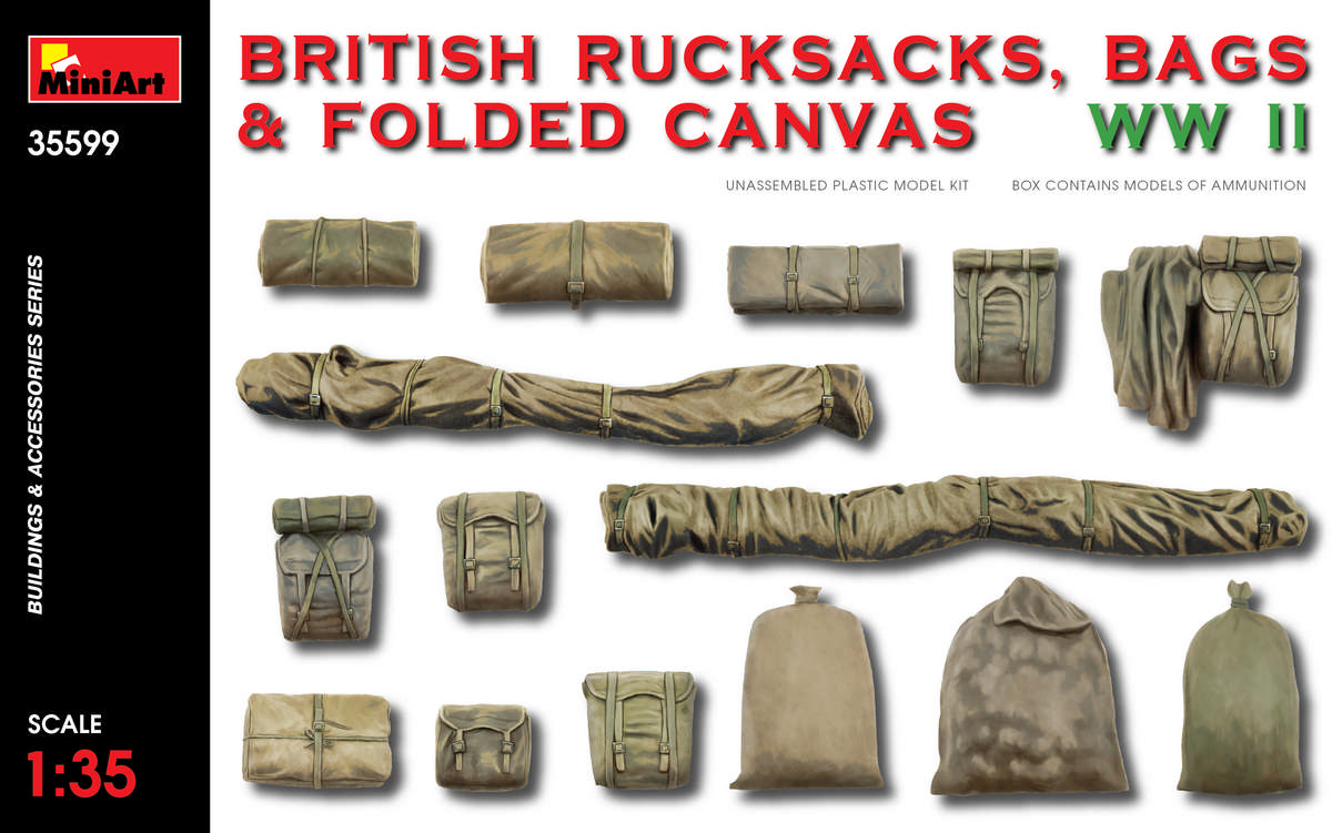 35599  наборы для диорам  BRITISH RUCKSACKS, BAGS & FOLDED CANVAS WW2  (1:35)