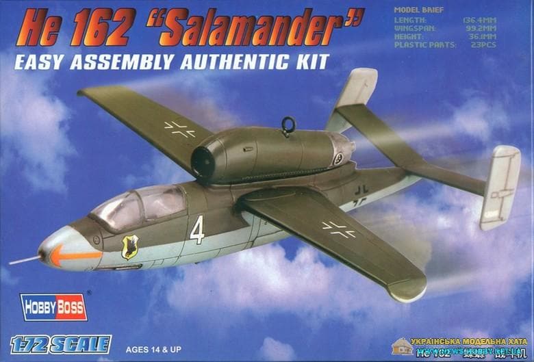 80239  авиация  He 162 "Salamander" Easy Assembly  (1:72)
