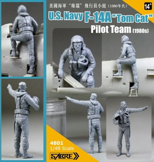4801  фигуры  U.S.Navy F-14A"Tomcat" Pilot Team (1980s) - RESIN KIT  (1:48)