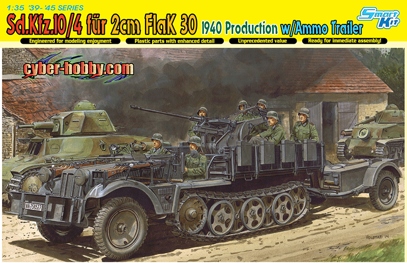 6711  техника и вооружение  САУ Sd.Kfz.10/4 fur 2cm Flak 30 1040 Production with Ammo Trailer (1:35)