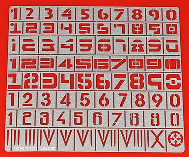3810  инструменты для работы с краской  Трафарет цифры. 80 символов
