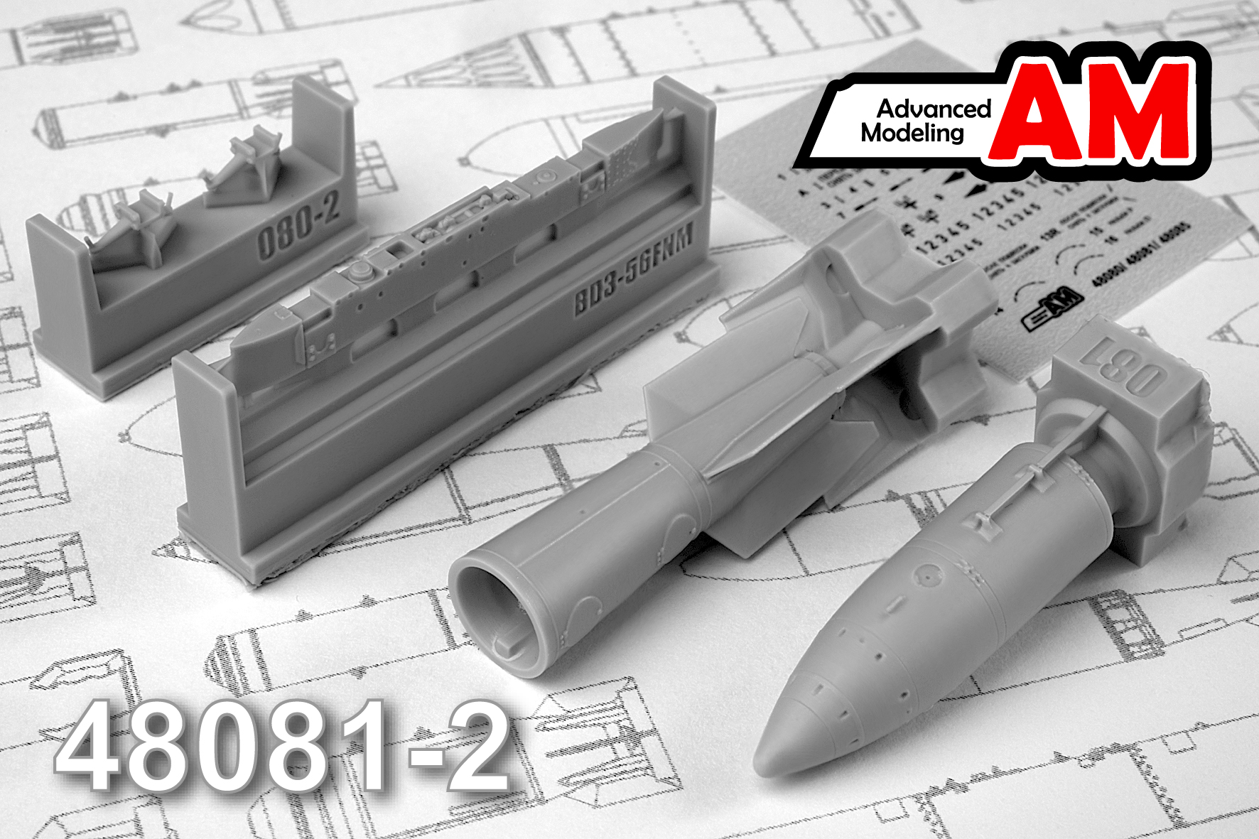 AMC 48081-2  дополнения из смолы  РН-28 спецбоеприпас с БД3-56ФНМ  (1:48)
