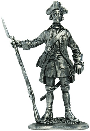 026 R  миниатюра  Русский фузелер армейского пехотного полка, 1732-42