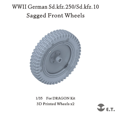 P35-124  дополнения из смолы  German Sd.kfz.250/Sd.kfz.10 Sagged Front Wheels  (1:35)