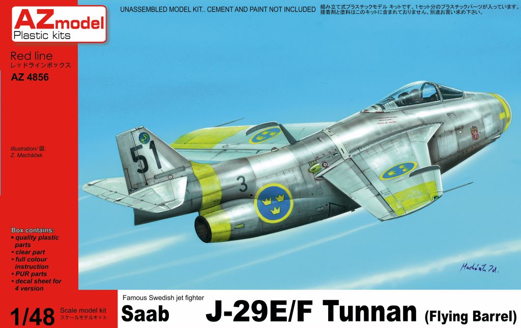 AZ4866  авиация  SAAB J-29F Tunnan  (1:48)