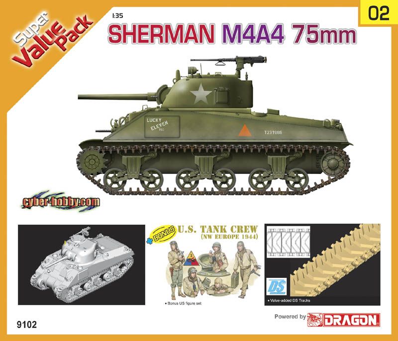 9102  техника и вооружение  Sherman M4A4 75mm  (1:35)