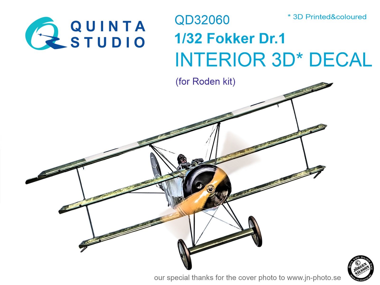 QD32060  декали  3D Декаль интерьера кабины Fokker Dr.1 (для модели Roden)  (1:32)